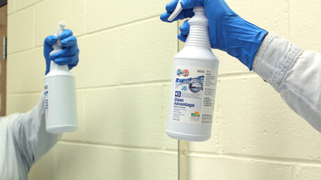 Glass Advantage spraying on mirror