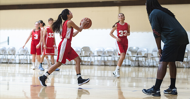 High School Basketball Girls Getting ready to take a shot