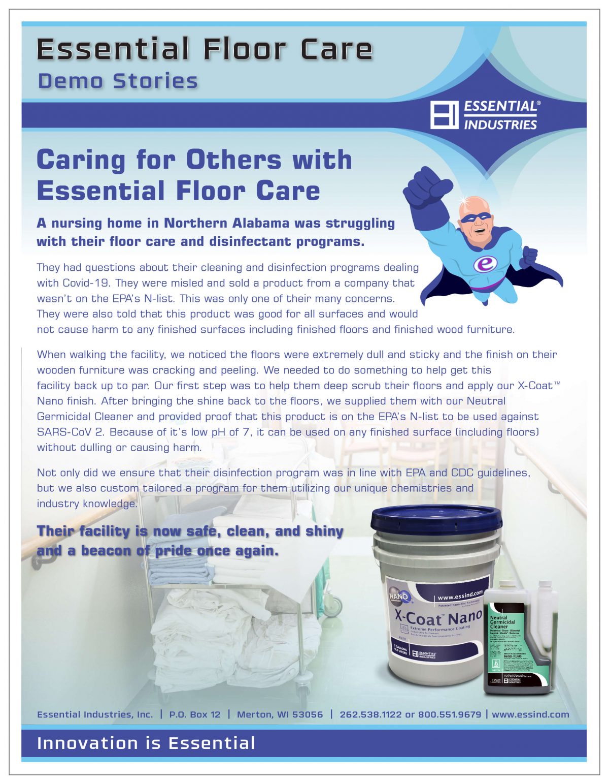 XCoat Nano and Neutral Germicidal Demo Story Essential Industries