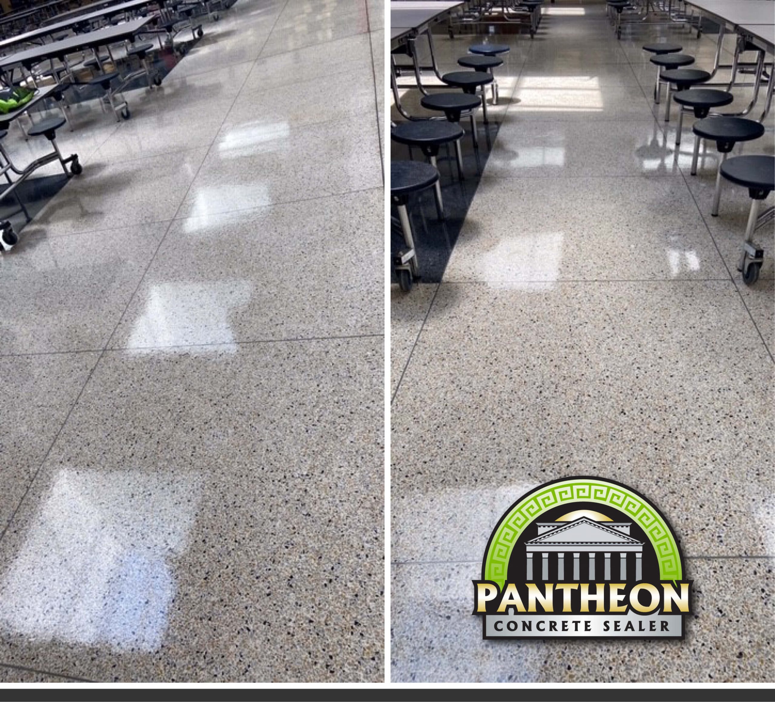 Showing the gloss of a few floors done with Pantheon Concrete Sealer